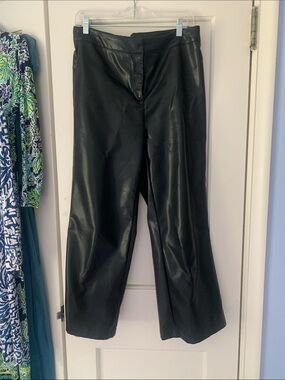 bagatelle Black Faux Leather Wide-Leg Pants